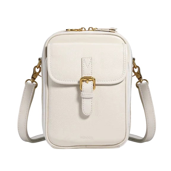 Leather Small Crossbody Cell Phone Bag Women Men Versatile Shoulder Purse Fashion Bag (White)