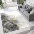 thumbnail image 2 of Black and White Marble Bathroom Rugs, Golden Irregular Curved Line Art Porch Mat, Kitchen Mat High Density Dust-Proof Do Not Fade Apply to Cafe Office Door Mats Porch Foyer 4x6ft, 2 of 6