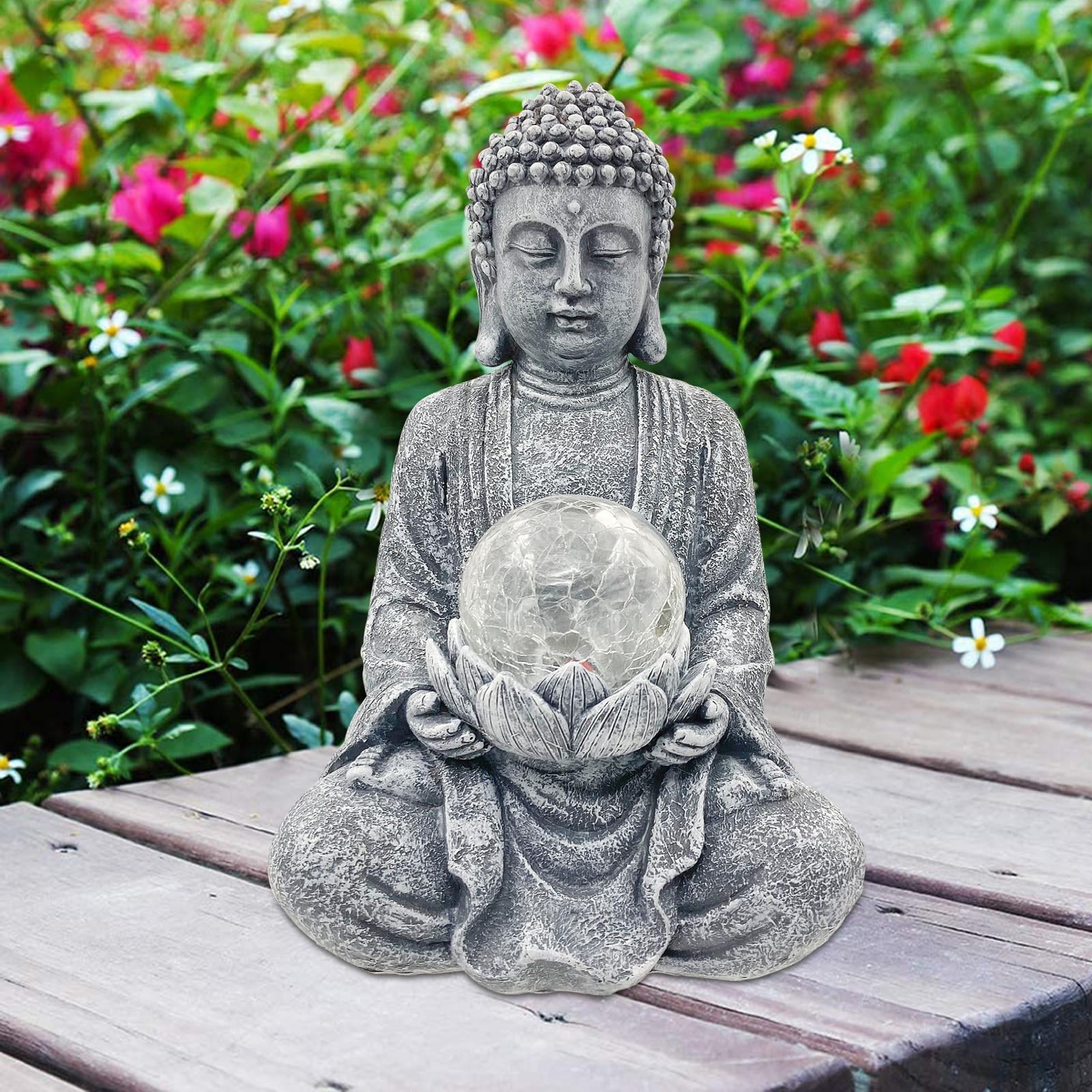 Goodeco Meditating Solar Light Buddha,Zen Solar Garden Buddha with Cracked  Glass Ball Sculpture,Unique Gifts Indoor/Outdoor Decor for Balcony,Garden, Patio,Porch Yard Art Ornament,10.5 inch(Grey) - Walmart.com