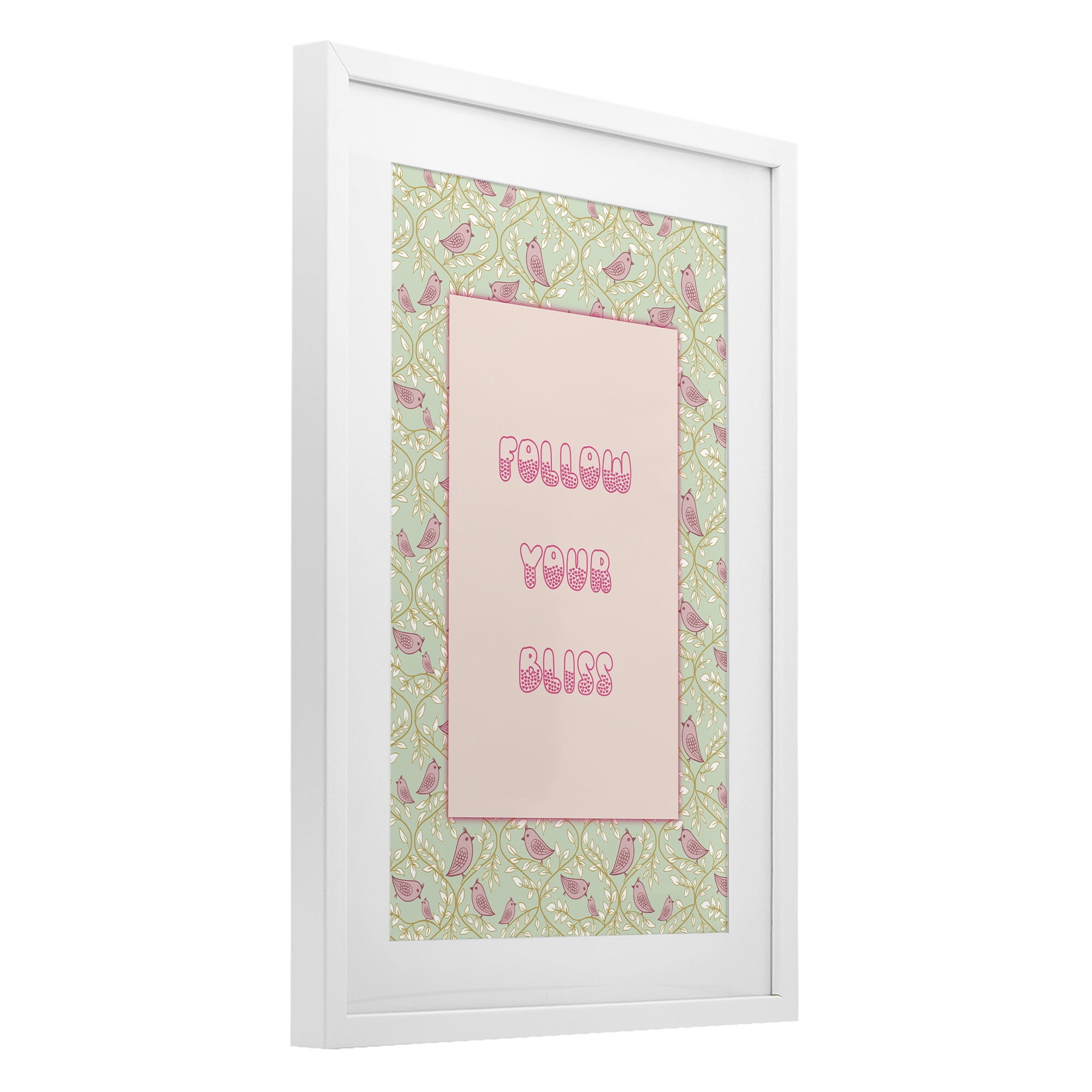 Stupell Industries Follow Your Bliss White Framed Print Under Glass, design by Pooja Dave