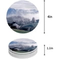 thumbnail image 1 of FMSHPON Mountain and Trees Oil Painting Style Set of 4 Round Coaster for Drinks, Absorbent Ceramic Stone Coasters Cup Mat with Cork Base for Home Kitchen Room Coffee Table Bar Decor, 1 of 6