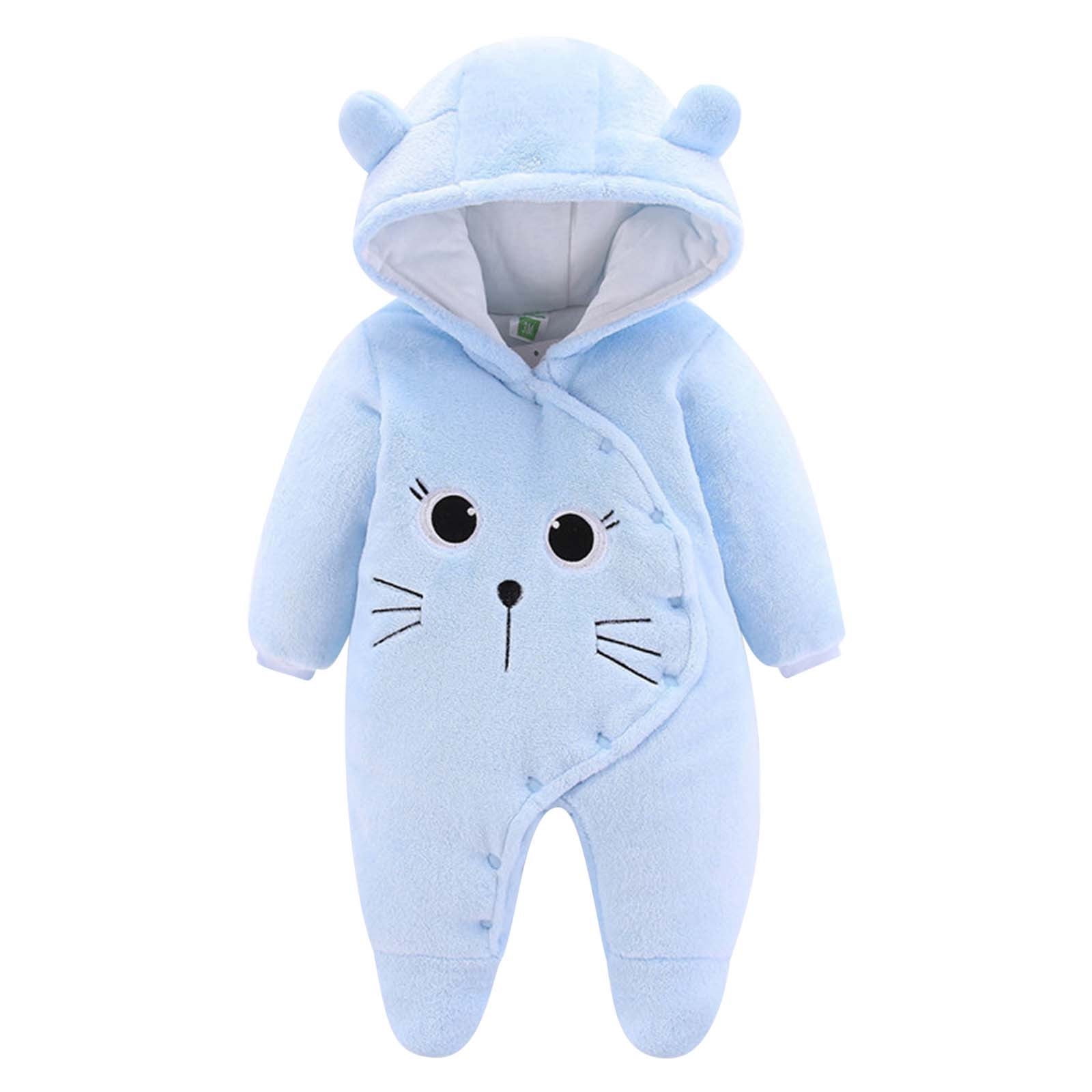 Combinaison Neige Hiver Bébé Avec Capuche - Rompers Chaud Garçon Fille 6-9 Mois - Blanc
