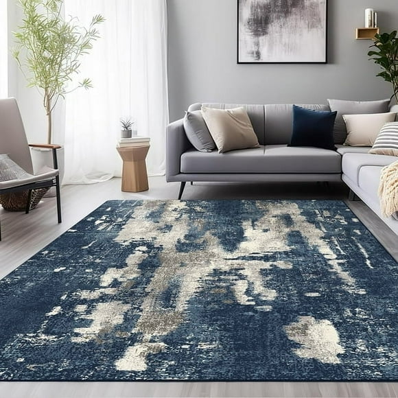 KUETH Tapis 2,44 m X 3,05 m, Ultramince et Antidérapant, Lavable à la Machine pour l'Intérieur, Idéal pour le Salon et la Chambre.