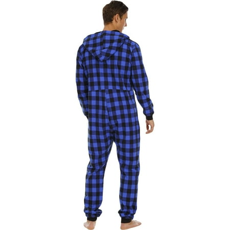 

Pajama Sets Loungewear for Men Men s Long Sleeve Printed Jumpsuit Zipper Hood Pyjamas Nightwear With Pockets polyester Winter Jackets for Men Blue