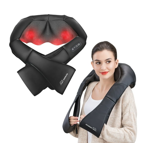 Snailax Neck Back Massager with Heat, Shiatsu Neck and Shoulder Massager Pillow Deep Tissue Kneading, Gifts