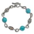 thumbnail image 5 of Shey Couture  Sterling Silver with 14K Accent 7.25 Inch Antiqued Reconstructed Turquoise Bracelet, 5 of 6