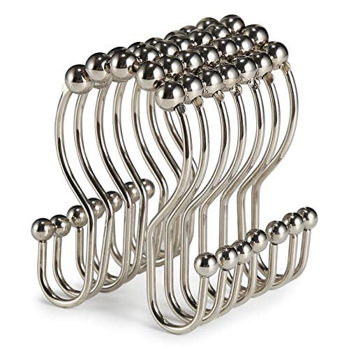 Stainless Steel Roller Rust-Resistant Balance Sliding Anti-Drop Double Shower Hooks for Curtain Bathroom Shower Curtains Goowin Shower Curtain Hooks 12 Pcs Shower Curtain Rings Bronze 