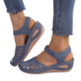 thumbnail image 2 of YLYL Women's Sandals Bohemia Wedge Heel Ankle Strap Closed Toe Hollow out Summer Beach Shoes, 2 of 9