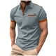 thumbnail image 1 of Tops de Verano Ligeros de Manga Corta de los Hombres Cuello Redondo Botón Soporte Cuello Transpirable Casual Tee, 1 of 6
