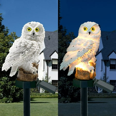 Litfad Outdoor Solar Powered LED Path Light with Resin Owls Ornaments, 1-Light