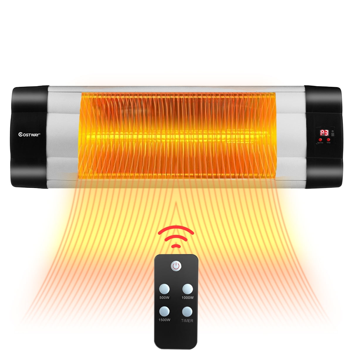 Instant Heating with Timer Wind & Rain Resistant 1500W Indoor/Outdoor Heater Remote Controlled 