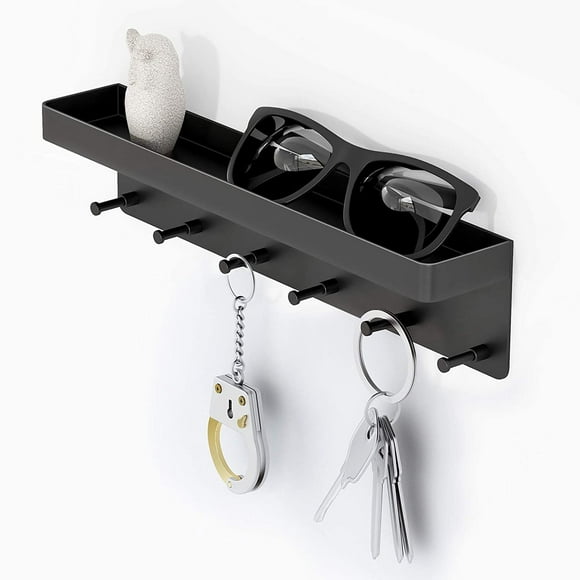 Key Holder, 6 Hooks Wall Mount Key Rack, Adhesive Mail Organizer with Key Hooks