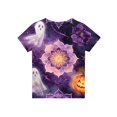 thumbnail image 5 of Grblisyd Girls Boys Halloween Shirt Short Sleeve Tee Shirts Kids Summer Crewneck Tops Soft Lightweight Pumpkin Bat Graphic Print Tshirt, 5 of 5