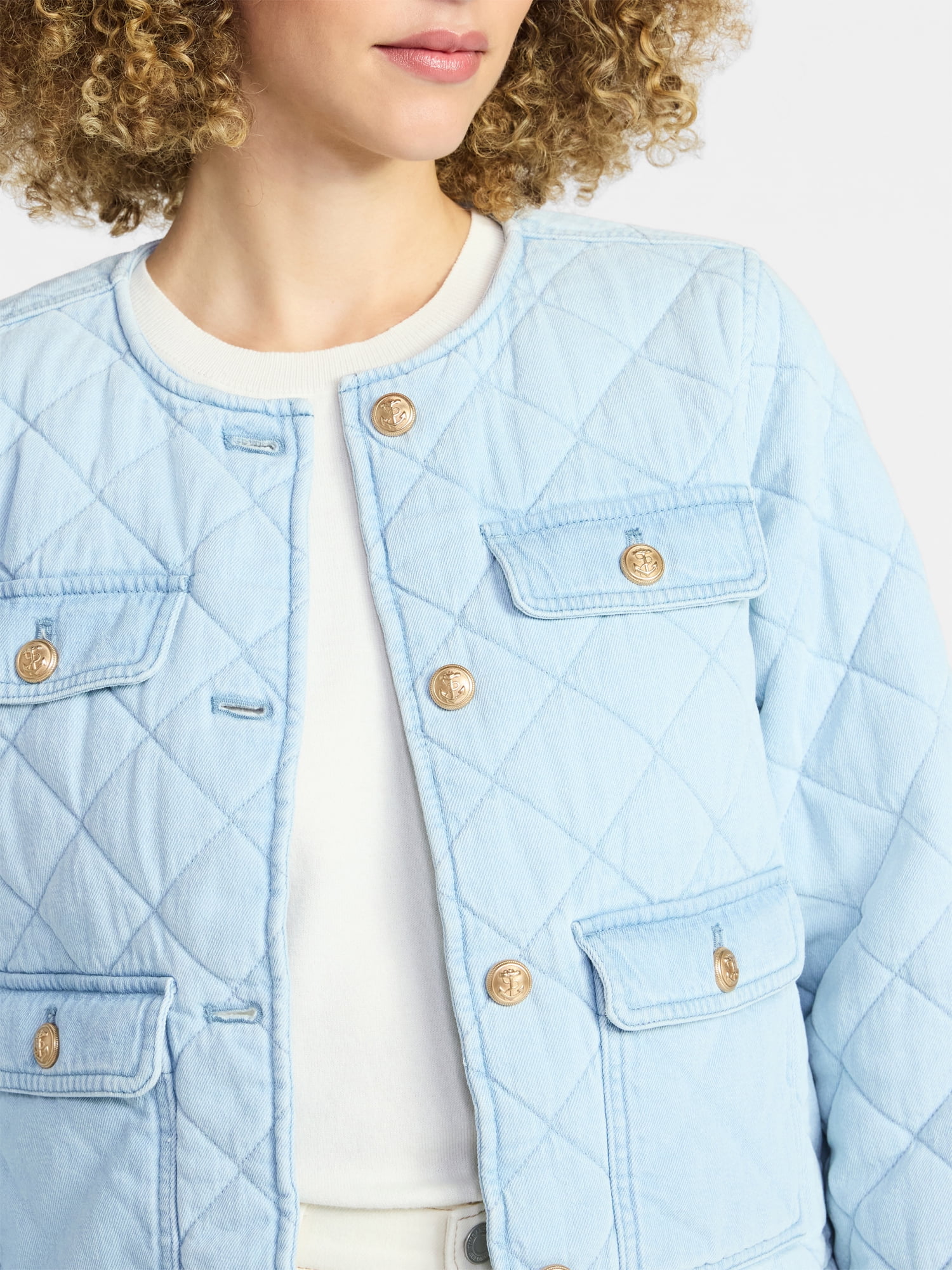 Time and Tru Women's Quilted Cotton Jacket, Sizes XS-XXXL