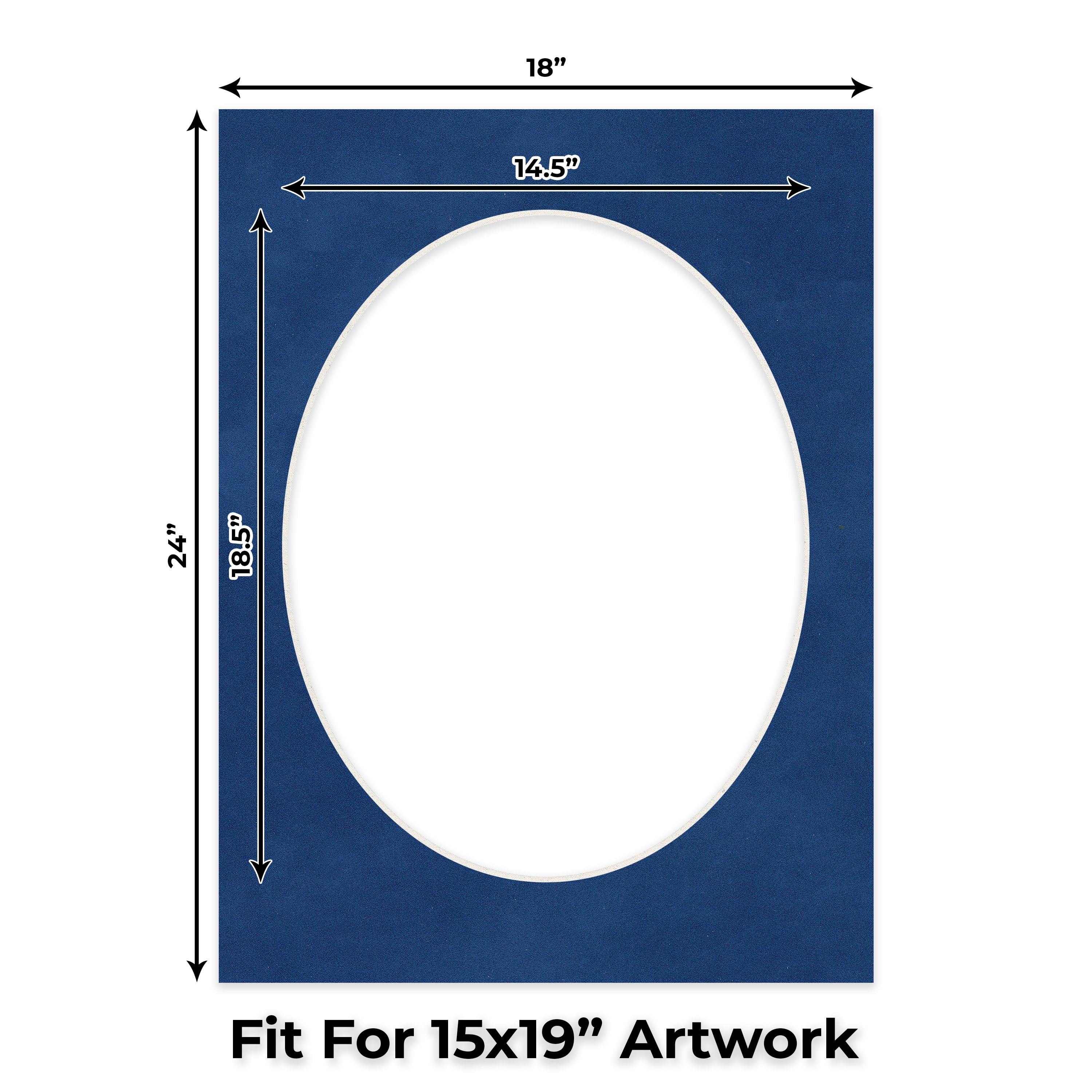 Brooke Blue Suede Picture Frame Mat for 18x24 Frames - Oval Opening for 15x19 Photos - 50 Mats