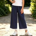 thumbnail image 2 of Nugftut Girls Pants Wide Leg Plaid Lace Trim Hem Casual Pants for Kids Size 3-4, 2 of 6
