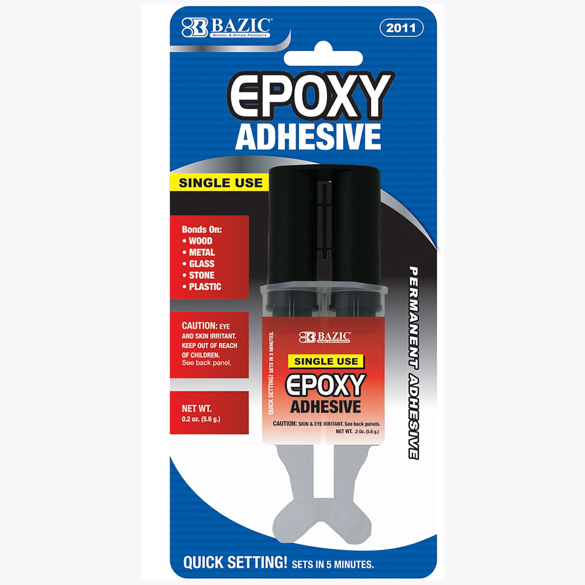 BAZIC Epoxy Glue w/Syringe Applicator 0.2 Oz/5.6g, Quick Setting, 2 Part Clear Glue Bond Adhesive, 144-Packs