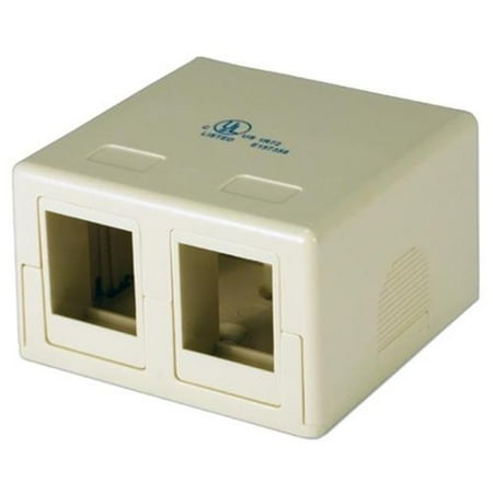 Keystone Jack Surface Mount Box - QVS C5BX-2P Dual Port Beige Surface Mount Box for CAT5-CAT6 Keystone Jacks