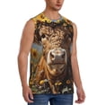 thumbnail image 2 of Fotbe Cute Cow Sunflower Crown A Men's Camiseta sin Mangas Estampada para Hombres, Playera Casual para Gimnasio, Entrenamiento, Playa-X-Large, 2 of 7
