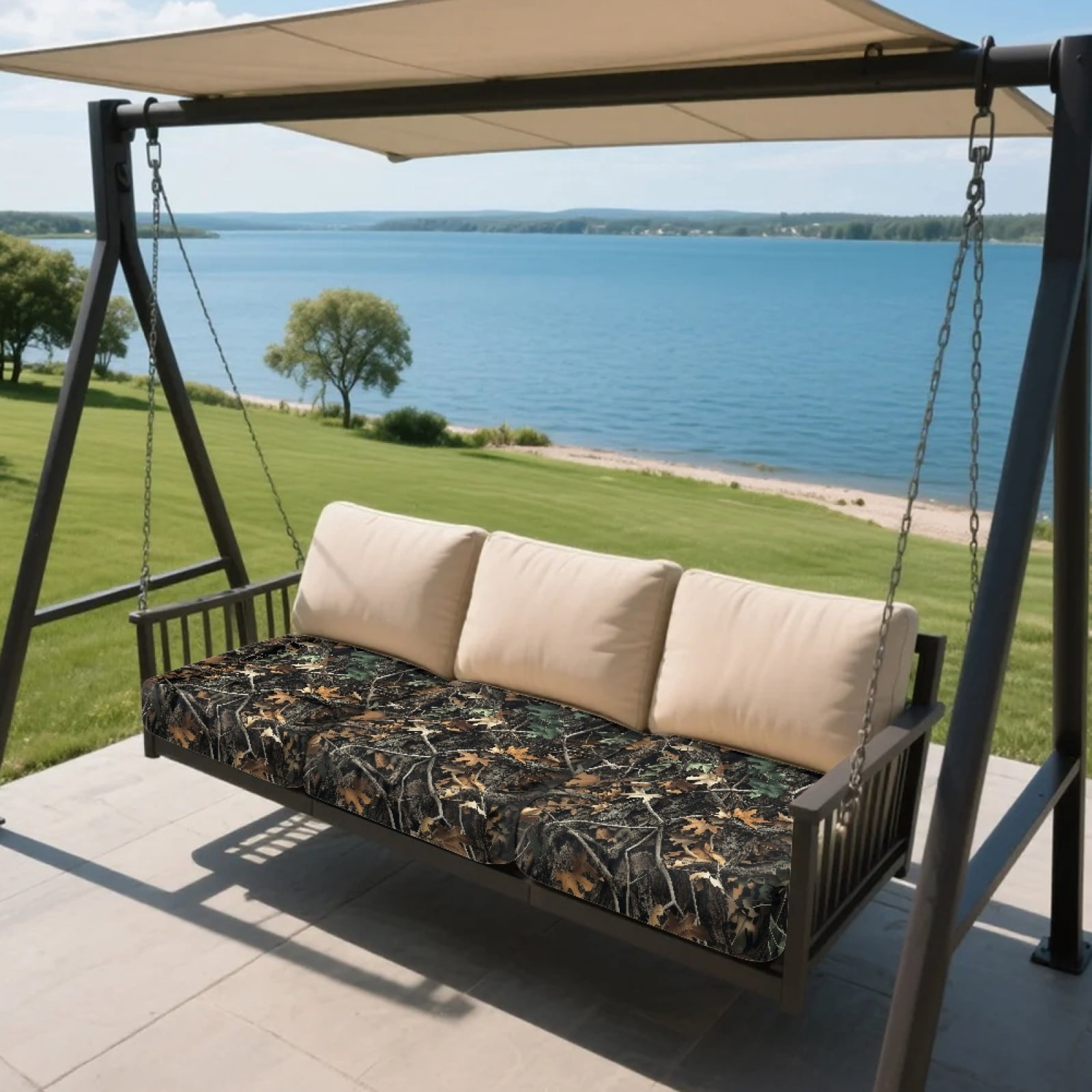 Xoenoiee Hunting Camo Leaves Print 3 Pieces Couch Cushion Covers Stretch Sofa Covers Washable Couch Covers Non-Slip Individual Seat Cushion Slipcovers
