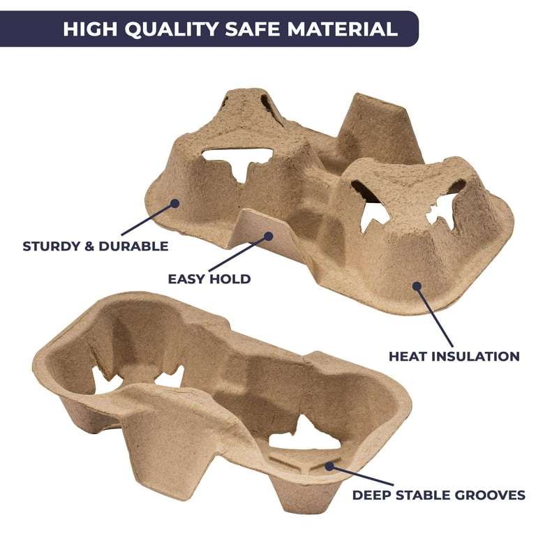 BAKIPACK 2 Cup Drink Carrier With Handles, 30 Sets Kraft Paperboard Cup Carriers Of