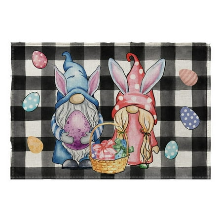 

Table Runner Elegant Cartoon Style Plaid Design Digital Printing Happy Easter Cute Rabbit Pattern Table Cloth Decor Home Decor