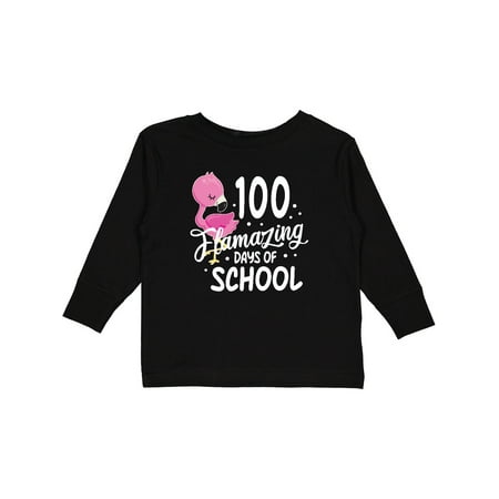 

Inktastic 100 Flamazing Days of School with Cute Flamingo Gift Toddler Boy or Toddler Girl Long Sleeve T-Shirt