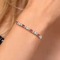thumbnail image 5 of Gem Stone King 925 Silver and 10K Yellow Gold Pink Tourmaline and White Moissanite Bracelet for Women | 1.92 Cttw | Gemstone October Birthstone | Round 4MM | Adjustable up to 9 inch, 5 of 8