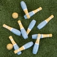 thumbnail image 4 of Lawn Bowling Game/Skittle Ball- Indoor/Outdoor Fun for Kids, Adults –10 Wooden Pins, 2 Balls & Mesh Bag Set by Hey! Play! (8 Inch - Blue /White), 4 of 6