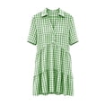 thumbnail image 7 of SAWOBUUN Womens Summer Gingham Shirt Dress Casual Short Sleeve V Neck Button Tiered Mini Dress Casual Plaid Dress, 7 of 7