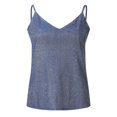 thumbnail image 5 of Womens Sequin Sleeveless Sparkly Tank Tops V Neck Strappy Shimmer Cami Top Sparkle Shirt,Blue S, 5 of 6