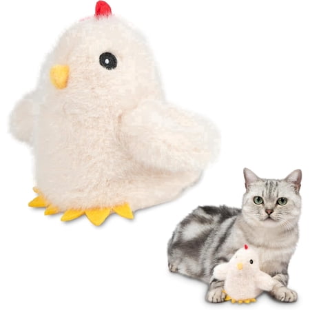 Best Pet Supplies Catify Flapping Chick Cat Toy with Motion-Activated Wings, Catnip-Infused Plush Toys, Beige