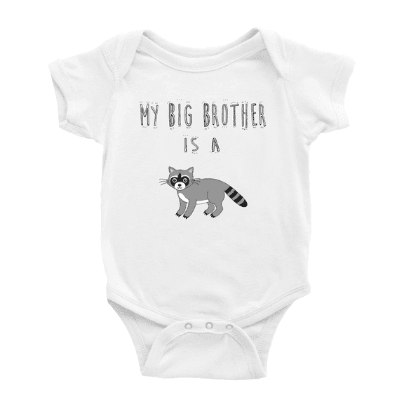 My Big Brother Is A Racoon Funny Baby Bodysuit Boy Girl