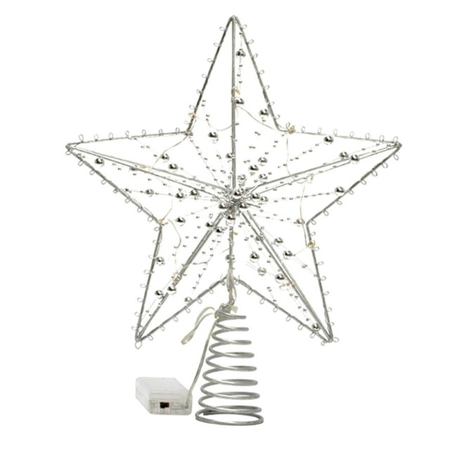 Christmas Tree Top Star Five-pointed Star Straight Line Wrought Iron Five-pointed Star With Light Tree Top Star Christmas Gift