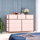 thumbnail image 5 of Rosa 10 - cajón cómoda - mesa de TV y entertainment center fabric almacenamiento cómoda para dormitorio, hallway, nursery, o closets - steel frame con wood top, 5 of 8
