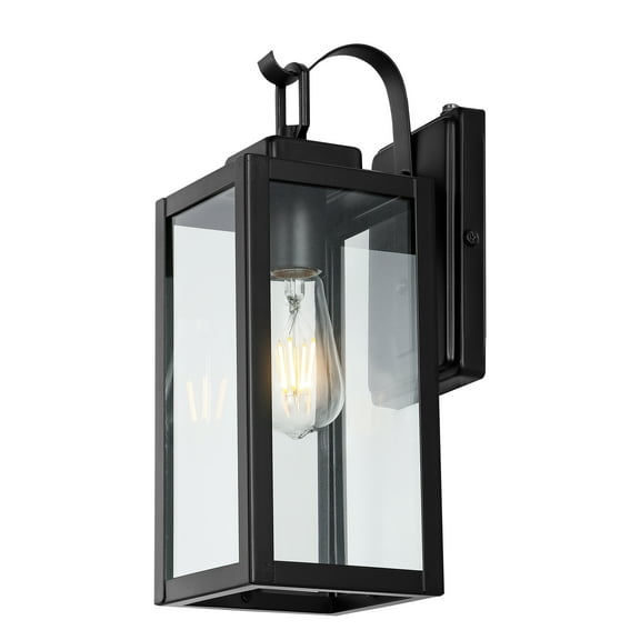SAFAVIEH Clemens LED Matte Black Metal Wall Sconce with Clear Shade, Set of 2