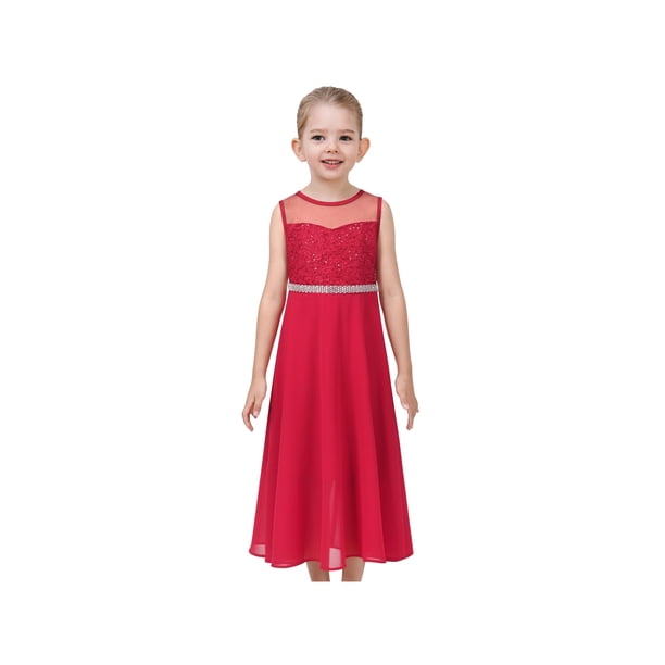 Girls Dress Red Chiffon Wedding Bridesmaid Dance Maxi Gown Pageant Party 12  Years - Walmart Business Supplies
