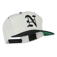 thumbnail image 5 of Old English N Embroidered Flat Bill Cap - Natural Black OSFM, 5 of 5