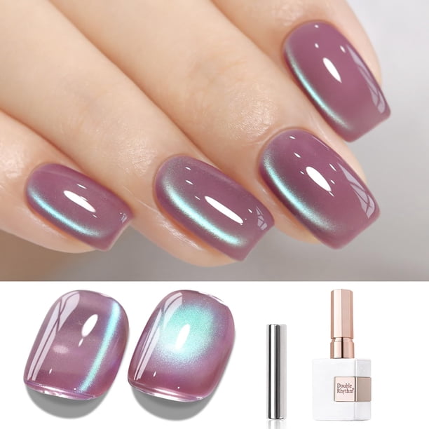 Esmalte de uñas en gel Double Rhythm Ice Glass Cat Eye 15 ml, color morado