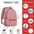 thumbnail image 6 of White Red Checkered Backpack for School,Cute School Bag,Schoolbag with Adjustable Shoulder Straps & Padded Back,15.3"x11"x7.1"., 6 of 6
