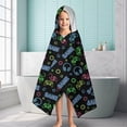 thumbnail image 6 of Multicolor Controllers Games Icons Black Pattern Hooded Bath Towel，60"x35" for Ages 3 To 12 Kids, Quick Dry Lightweight Soft Microfiber Hood Beach Towel Cover Up for Kids, 6 of 7