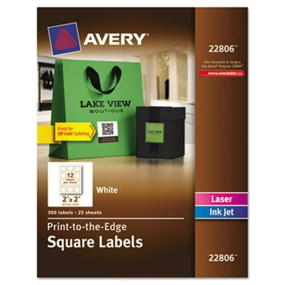 Avery Print-To-The-Edge Easy Peel Labels with TrueBlock- 2 x 2- White- 300-Pack