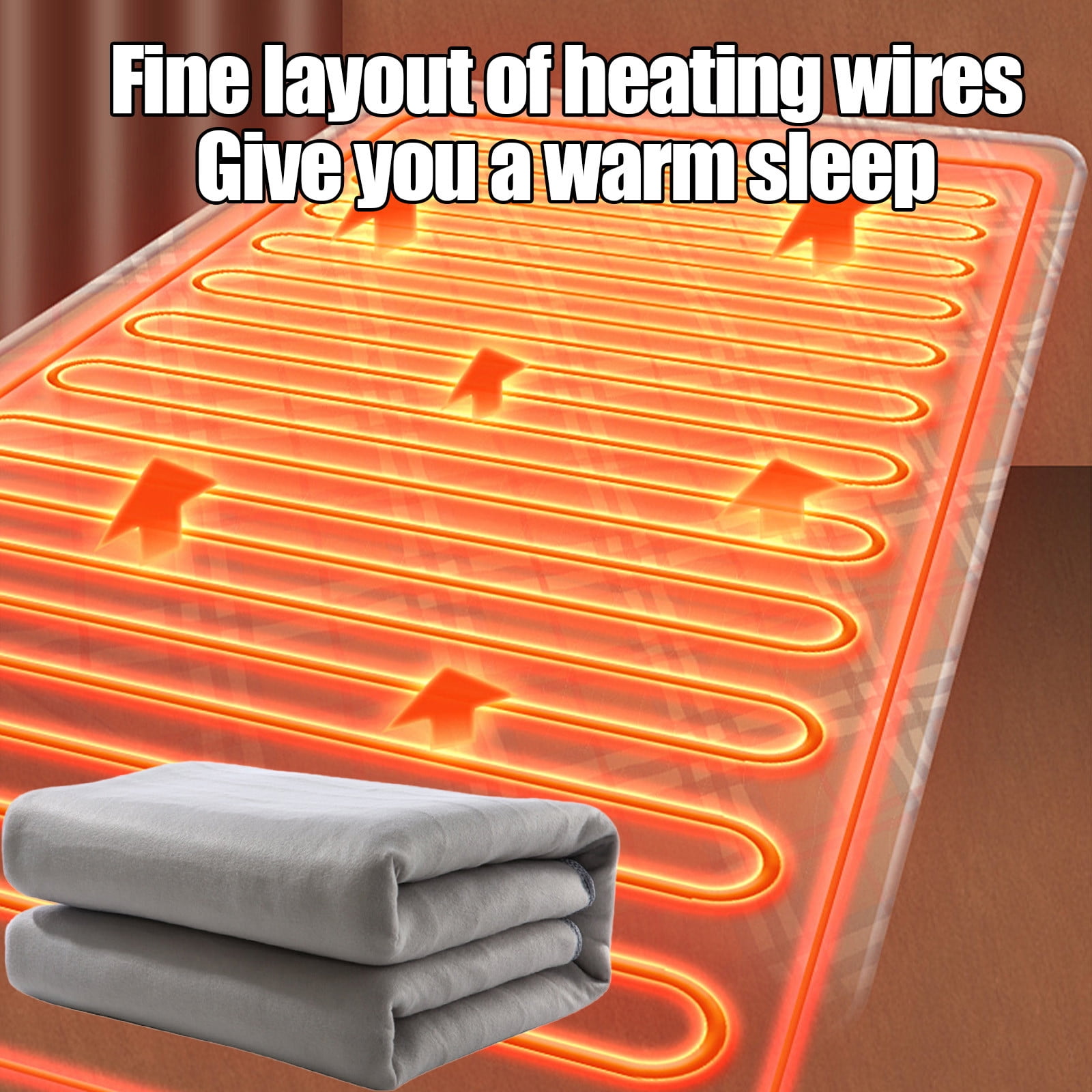 Hyknon Heated Blanket Non-Woven Breathable Electric Throw Blanket 59x31.5" Comfortable Gray Heating Blanket for Living Room Office Car