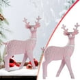 thumbnail image 2 of Christmas Elk Resin Ornament, Christmas Pink Reindeer Statue Xmas Figurine Deer Sculpture Holiday Decoration For Bedroom Standing, 2 of 9