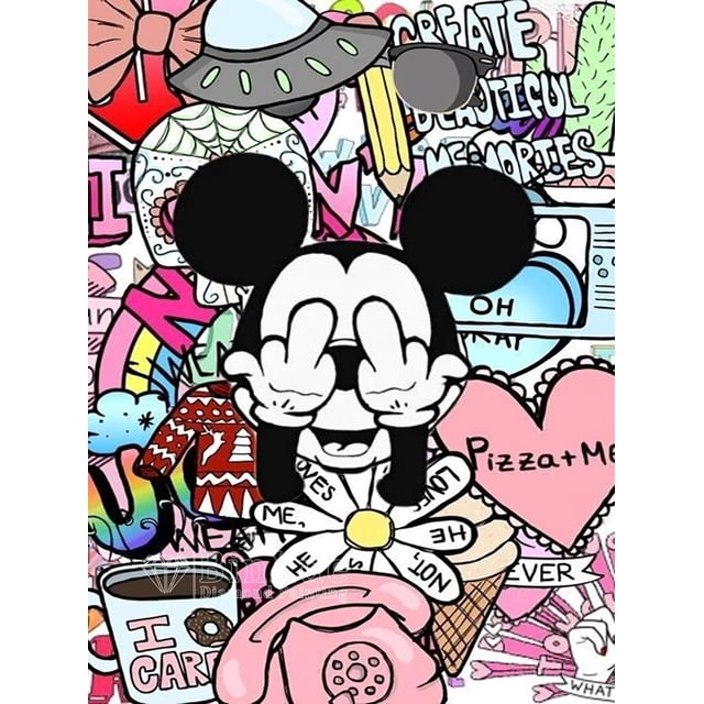 Kit de pintura de diamantes de polvo de Disney, grafiti colorido, Mickey, Hada, dibujos animados, imagen de moda, punto de cruz, hecho a mano, arte de diamantes de imitación DIY