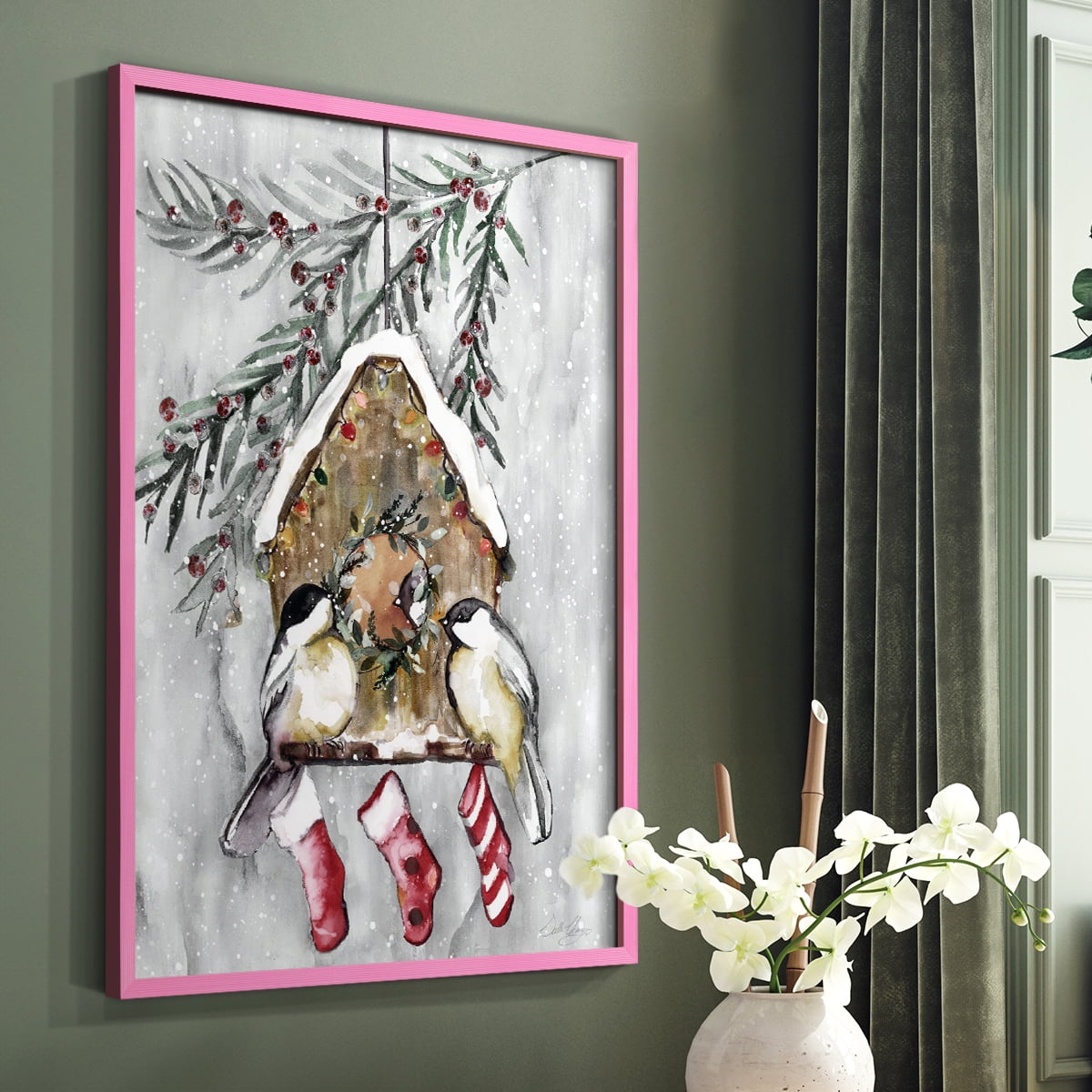 Winter Birds Framed Print - Solid Wood in Single Picture Frame Solid Wood 2 Framed Print