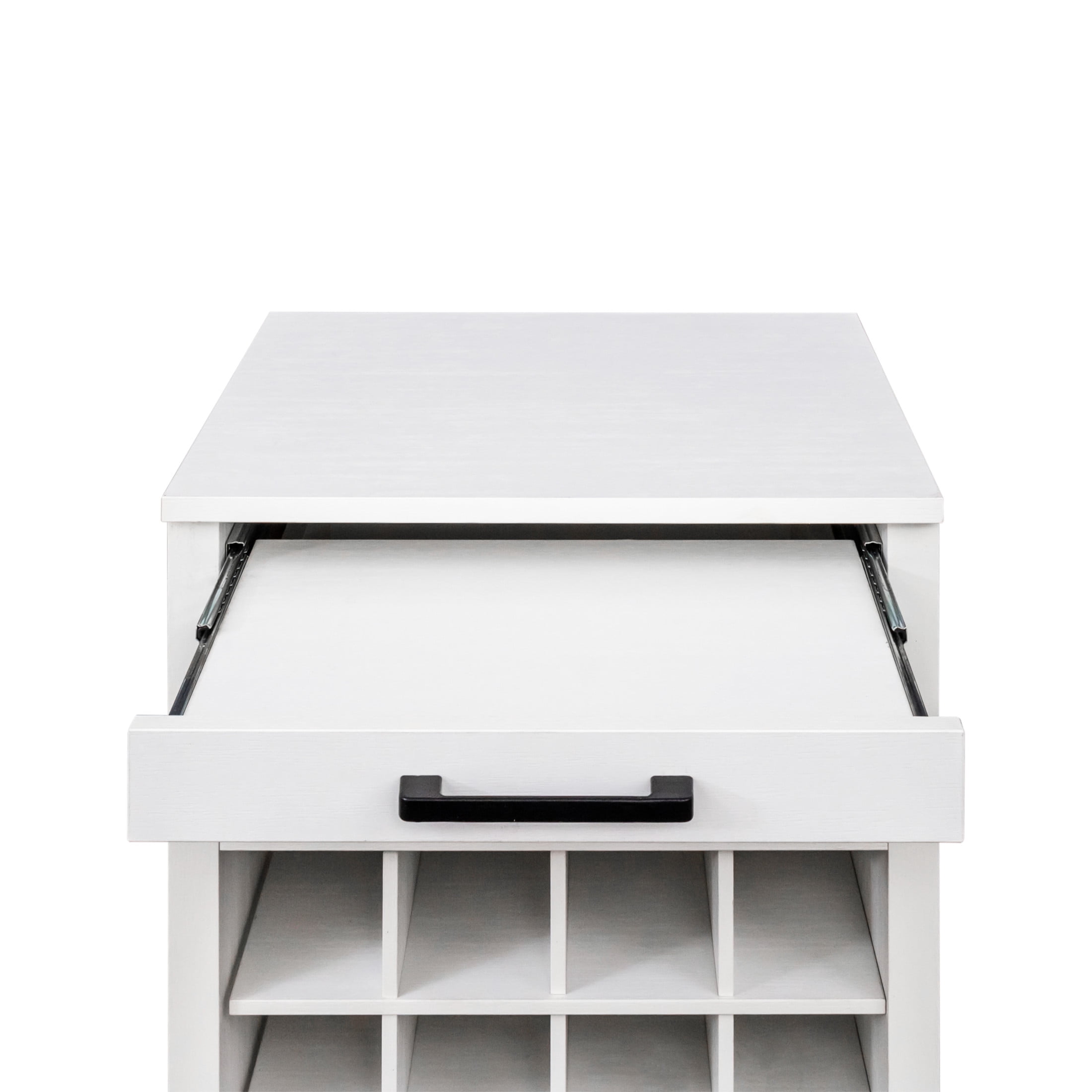 Noble House Wilbur 35.4" 24-Bottle Wine Cabinet, Modular Buffet, Grid Compact Bar Storage, Dining Room, White