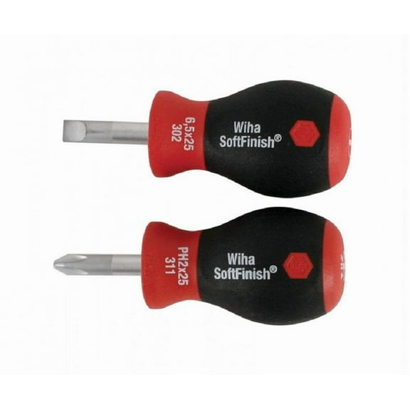 Wiha 31191 Stubby Screwdriver Set with 1/4 by 1-Inch and Phillips #2 by 1-Inch