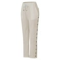 thumbnail image 4 of MEZZALL Women Solid Color Elastic Waist Loose Fit Side Button Functional Casual Pants Breathable Daliy Leisure Slacks Trousers, 4 of 4