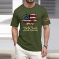 thumbnail image 2 of Hogleaql Patriotic American Flag Men’s T-Shirt, Round Neck 4th Of July Patriotic Shirts Short Sleeve Independence Day USA Graphic for Men Casual T Shirt Army Green L, 2 of 4